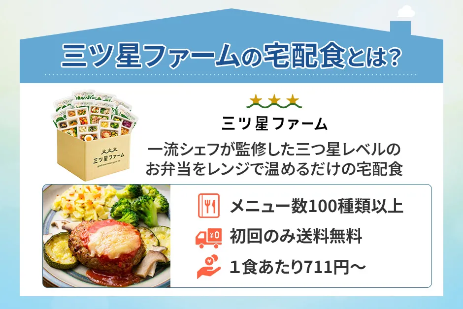 三ツ星ファームは三つ星レベルのお弁当をレンジで温めるだけで楽しめる宅配食サービス