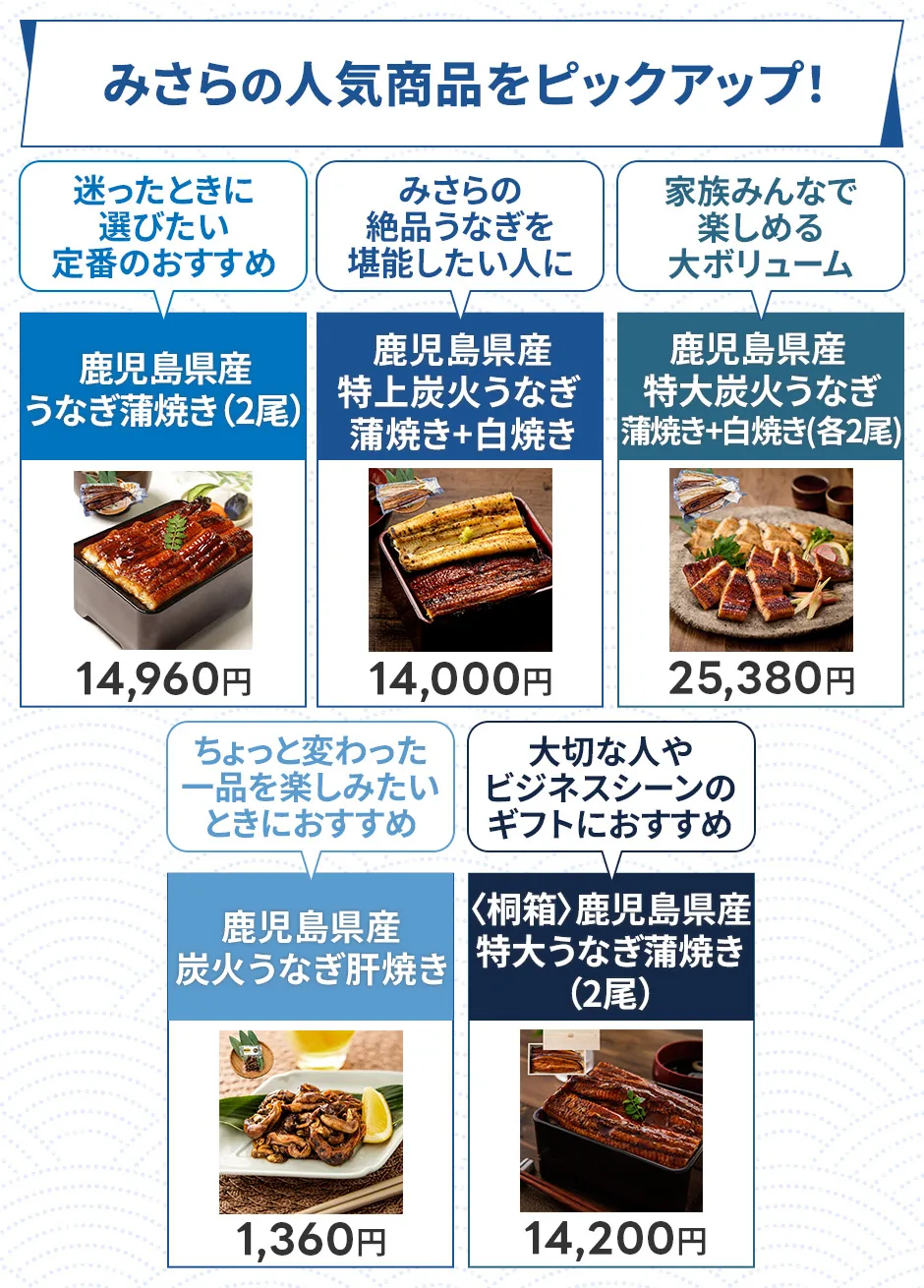みさらうなぎの人気商品をピックアップ