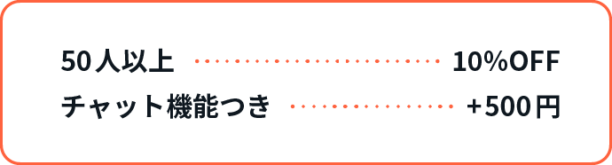 50人以上10%OFF/チャット機能つき+500円